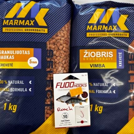 Rinkinys žiobriams. 1kg jauko .1kg granuliuoto jauko.Kabliukai su pavadėliais.