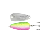 Optimizuotas žvejybai žaislas su refleksiniu blizgučiu ir kabliuku.