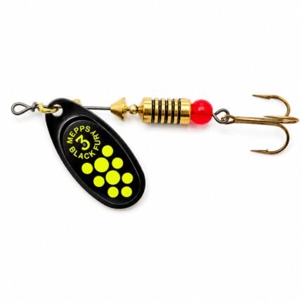 Sukrės Mepps Black fury Black/Charterause dots
